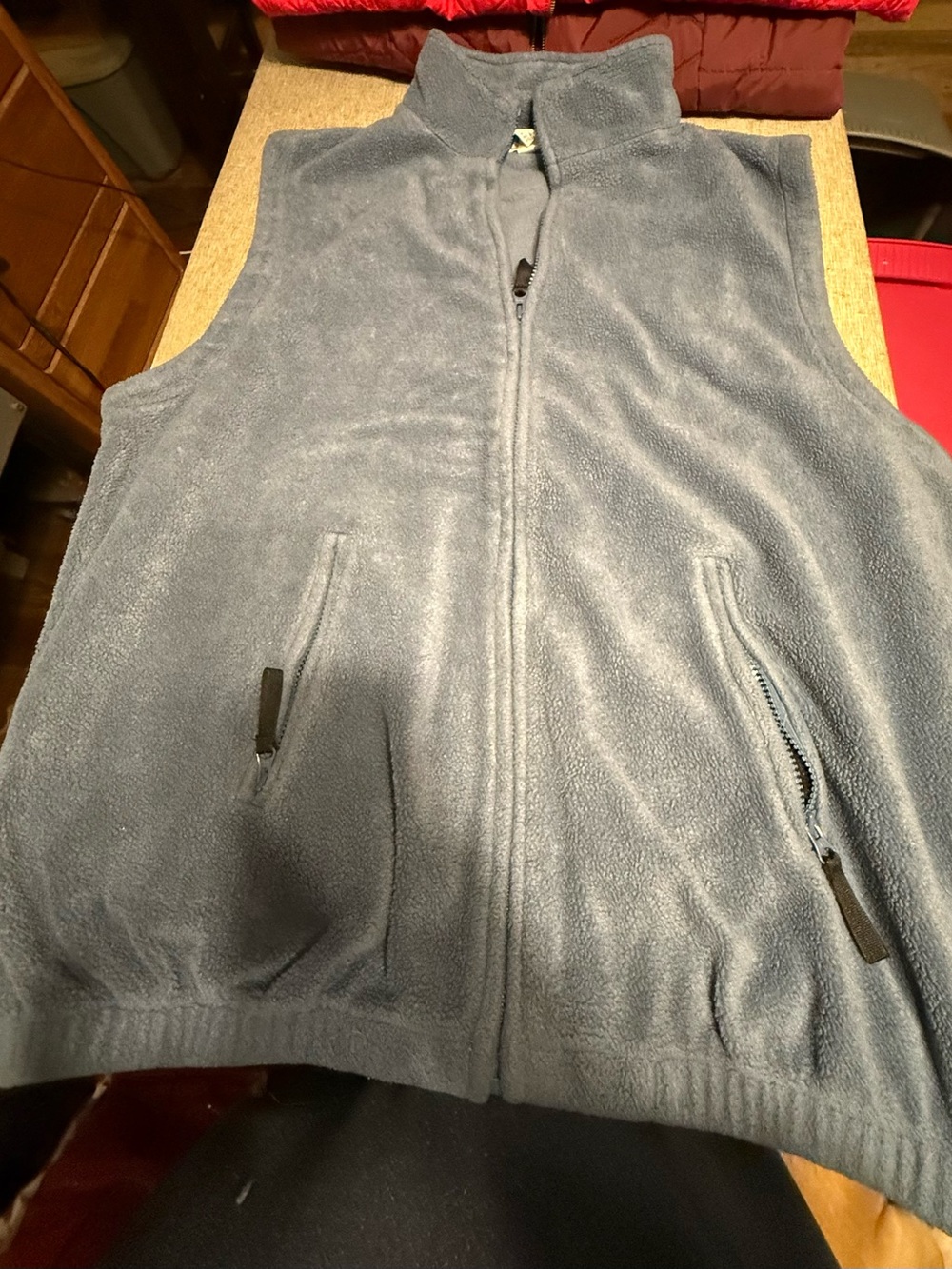 Men's Gray Fleece Vest - Classic Zip Front